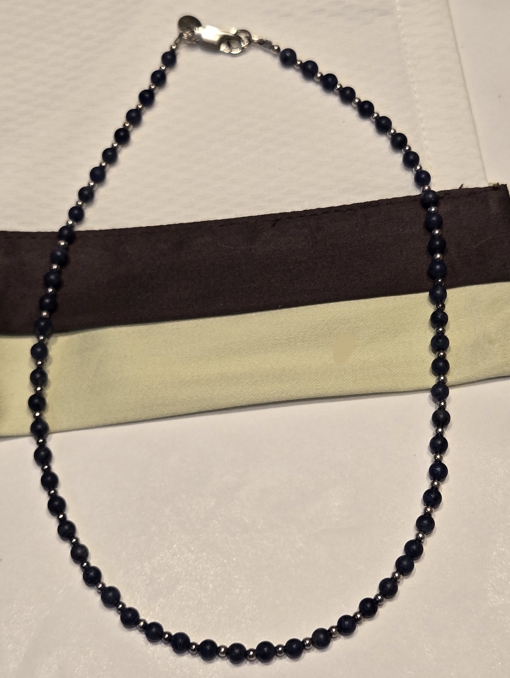 Emily Ray Vintage Sterling Silver And Blue Beaded Necklace